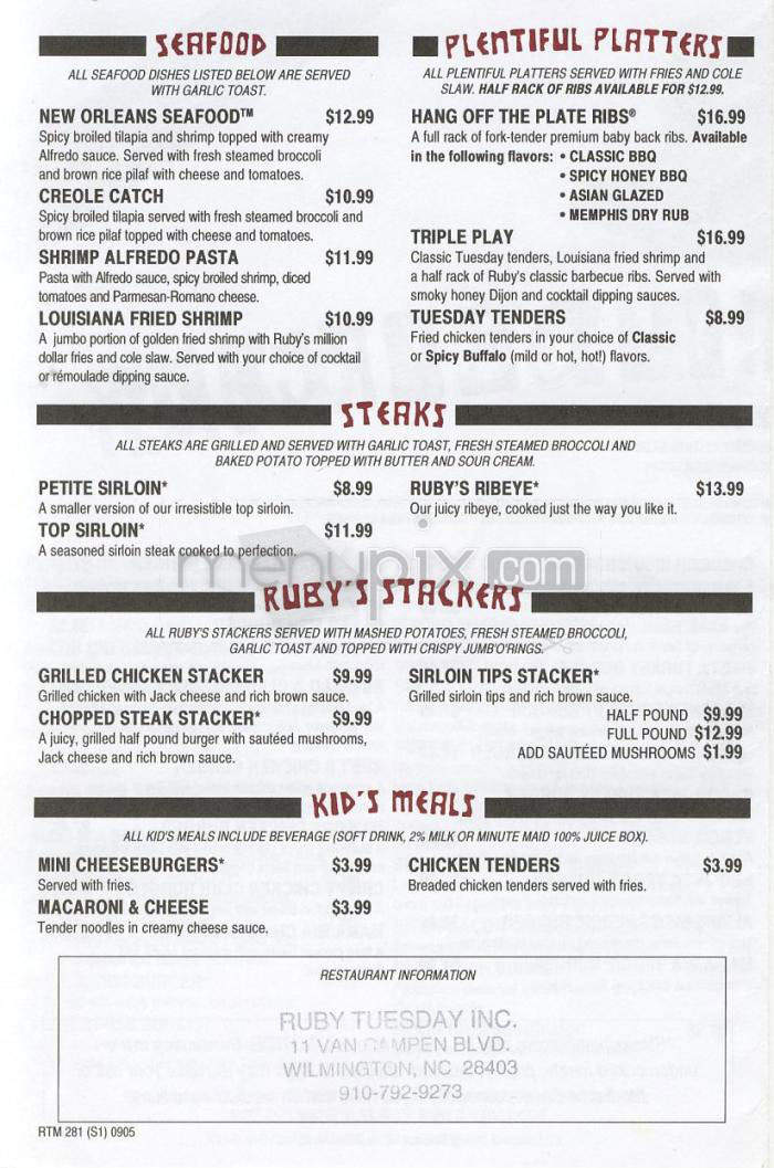 Ruby Tuesday - Wilmington, NC menu_pic