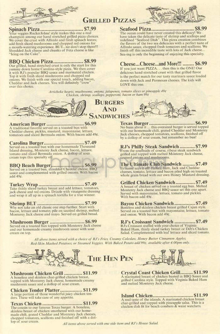 Rucker Johns Restaurant - Wilmington, NC menu_pic