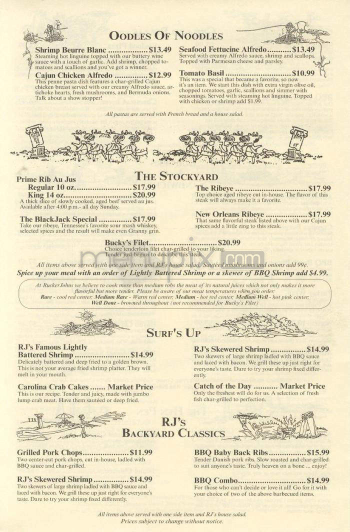 Rucker Johns Restaurant - Wilmington, NC menu_pic