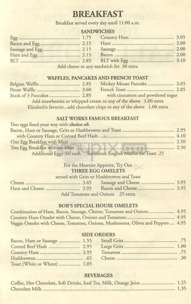 The Original Salt Works - Wilmington, NC menu_pic