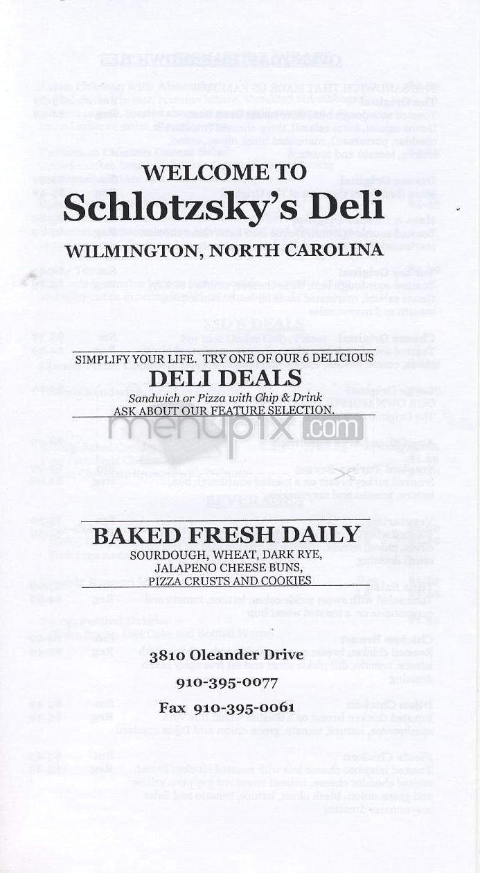 Schlotzsky's Deli - Wilmington, NC menu_pic