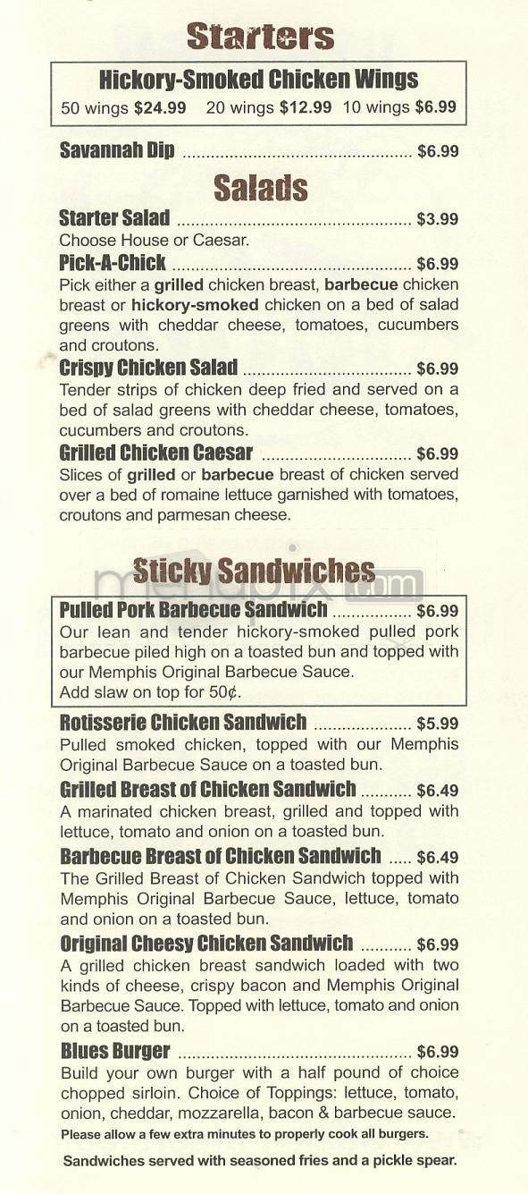 Sticky Fingers - Wilmington, NC menu_pic