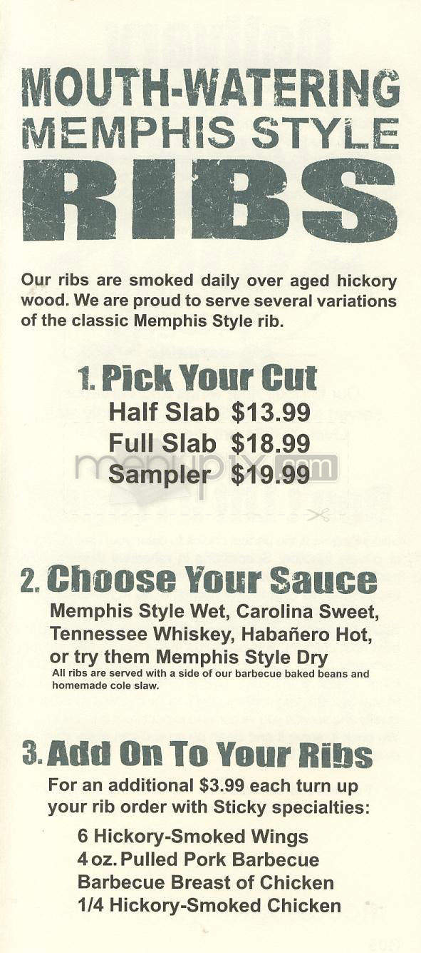 Sticky Fingers - Wilmington, NC menu_pic
