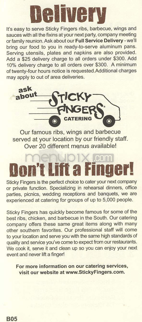 Sticky Fingers - Wilmington, NC menu_pic