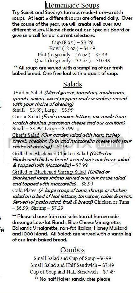 Sweet n Savory Cafe - Wilmington, NC menu_pic
