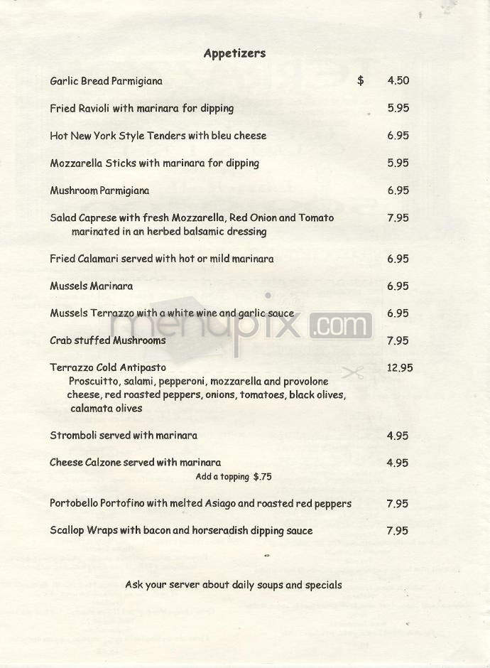 Terrazzo Pizzerria - Wilmington, NC menu_pic