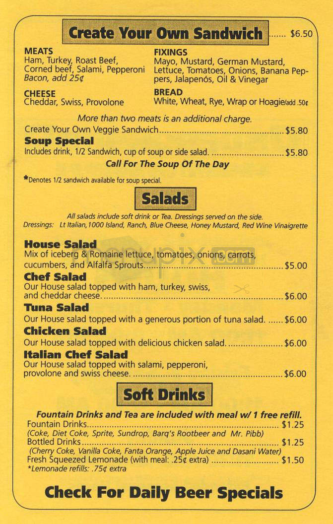 Underground Sandwich Shoppe - Wilmington, NC menu_pic
