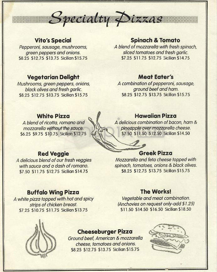 Vito's Pizzeria - Wrightsville Beach, NC menu_pic