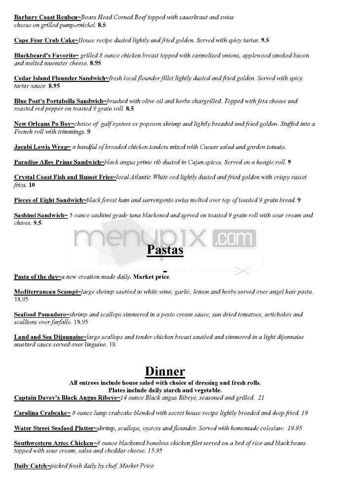 Water Street Restaurant - Wilmington, NC menu_pic