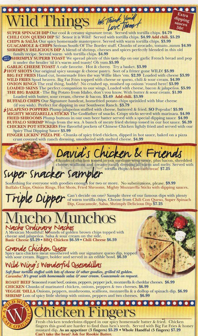 Wild Wing Cafe - Wilmington, NC menu_pic