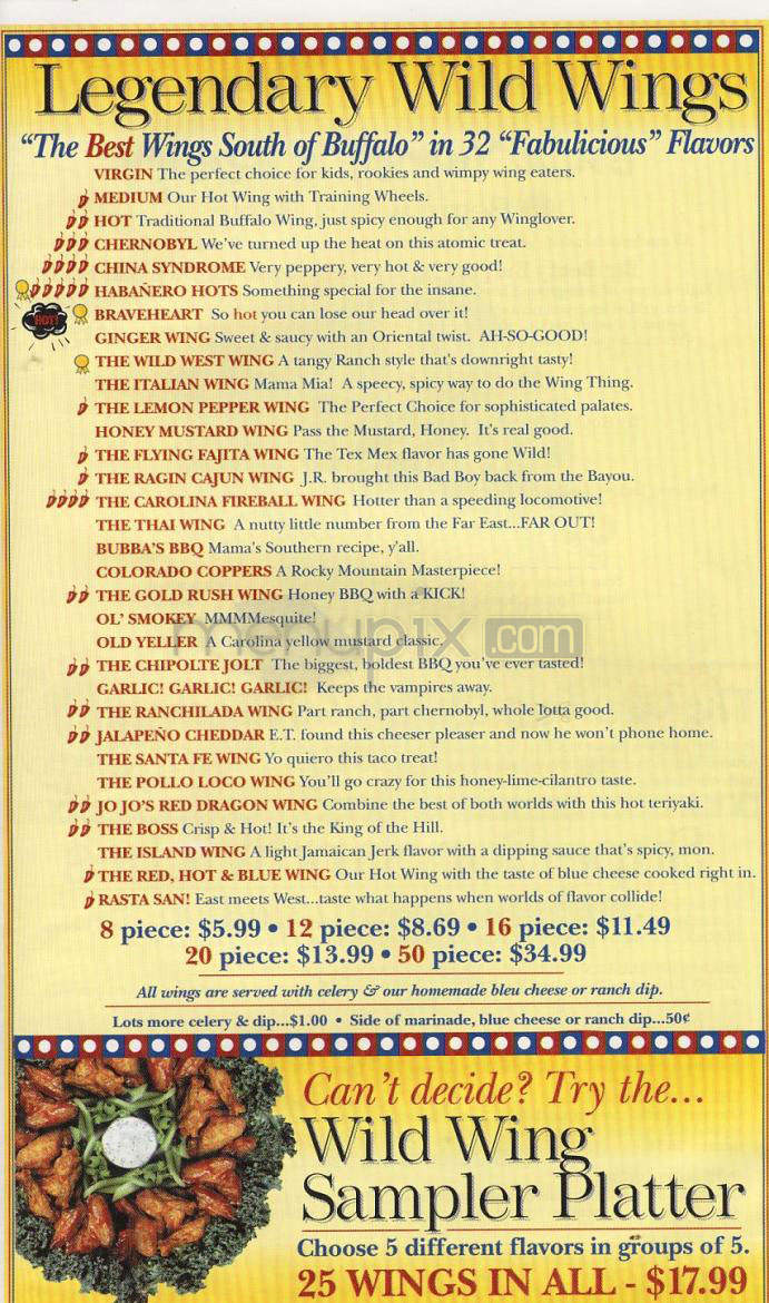 Wild Wing Cafe - Wilmington, NC menu_pic