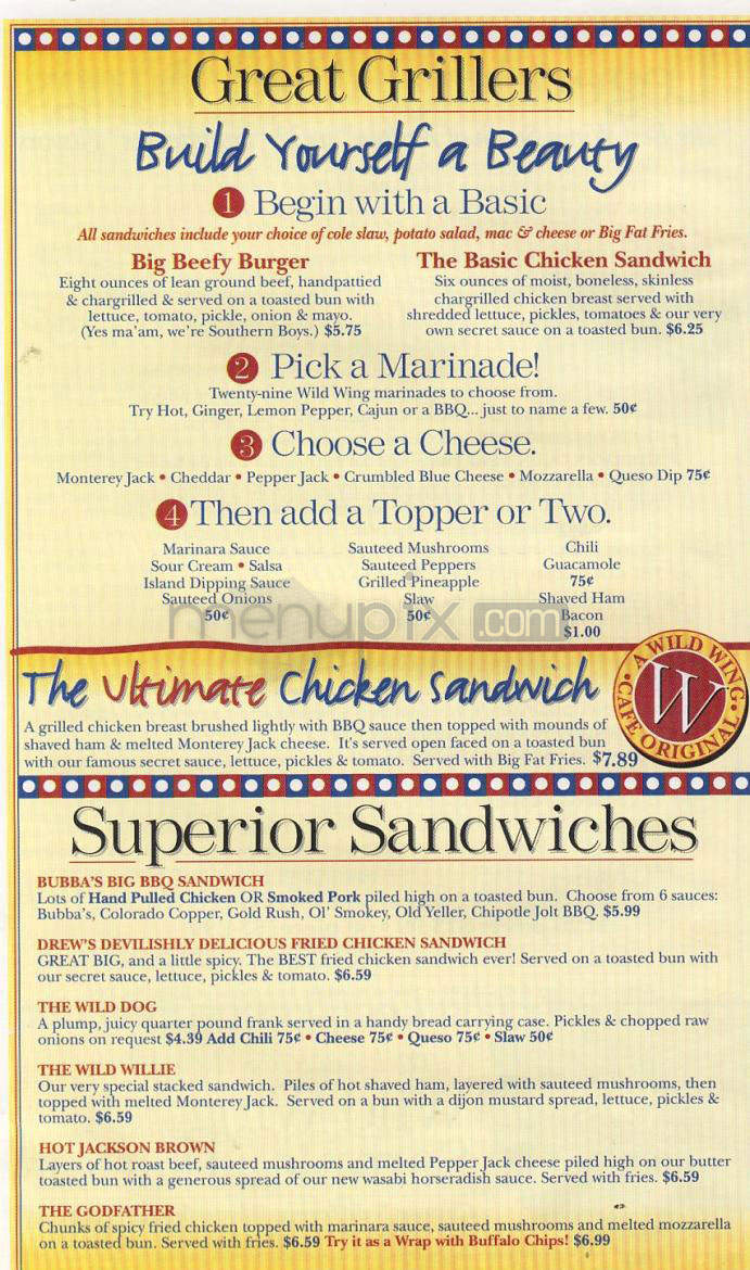 Wild Wing Cafe - Wilmington, NC menu_pic