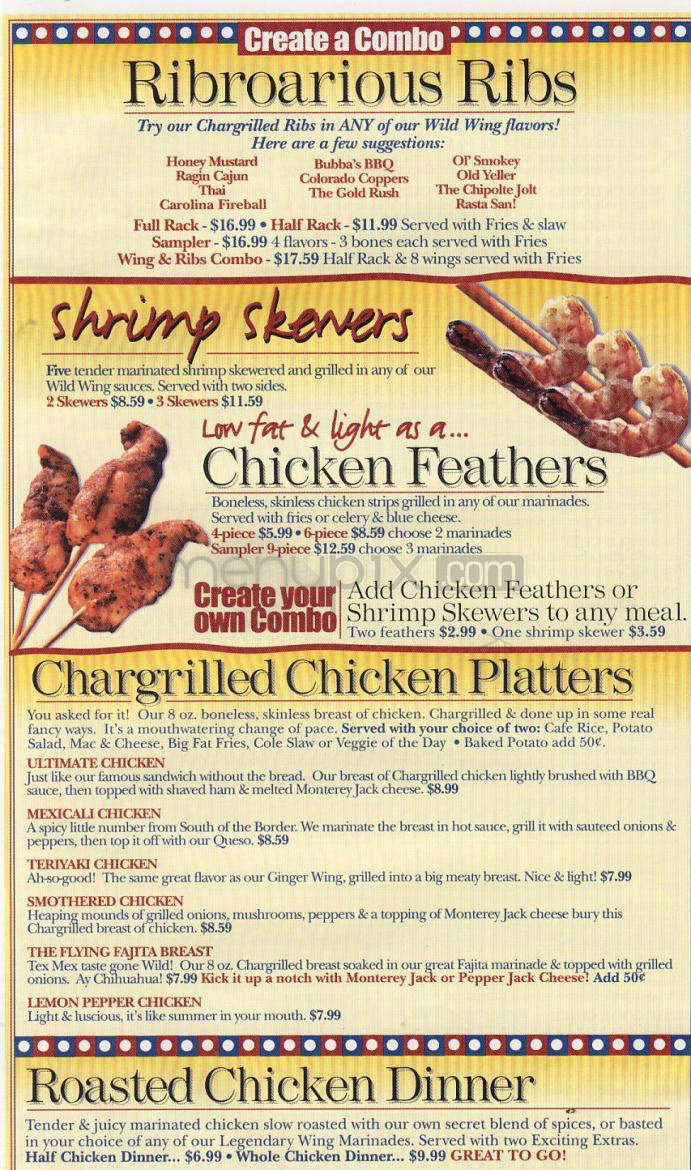 Wild Wing Cafe - Wilmington, NC menu_pic