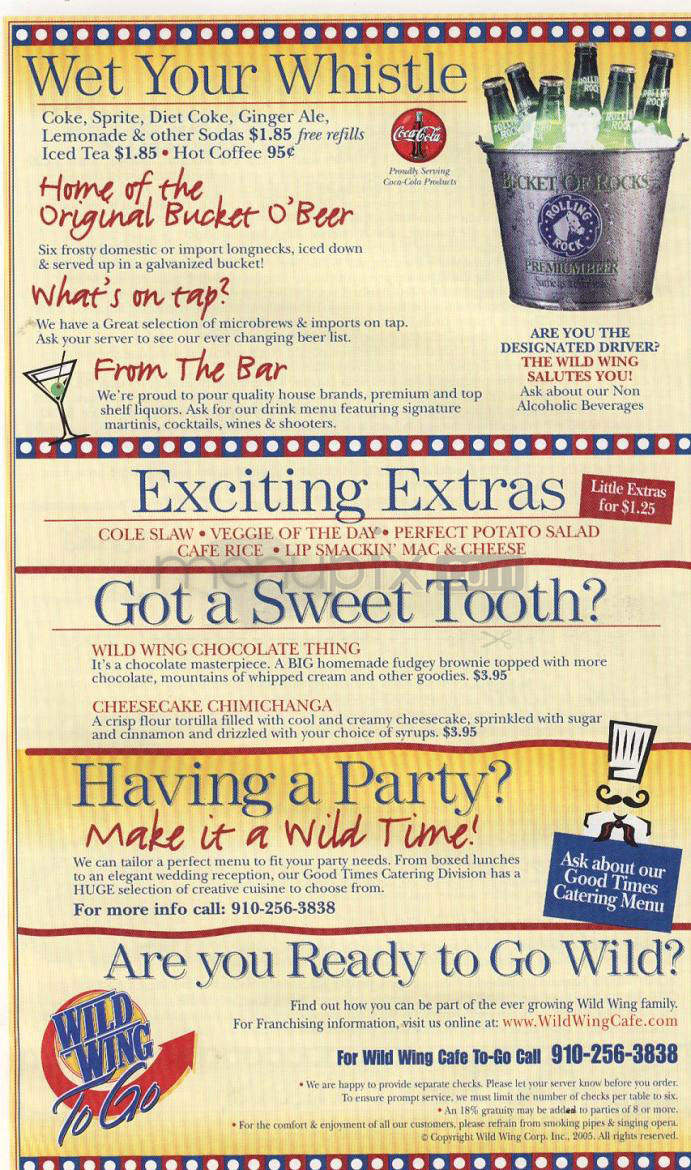 Wild Wing Cafe - Wilmington, NC menu_pic