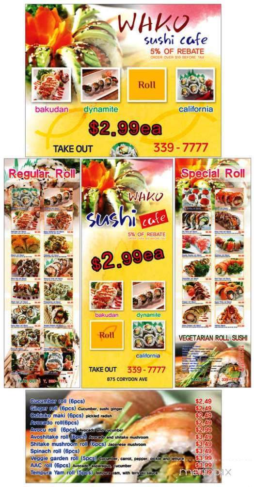 Wako Sushi Cafe - Winnipeg, MB menu_pic
