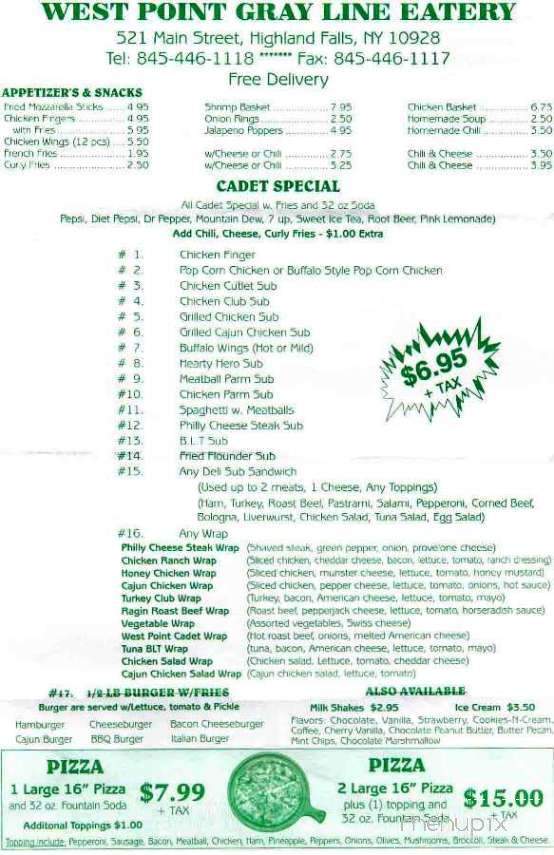 West Point Grey Line Eatery - Highland Falls, NY menu_pic