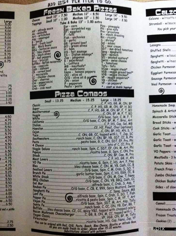 Yo Pizza - Augusta, GA menu_pic