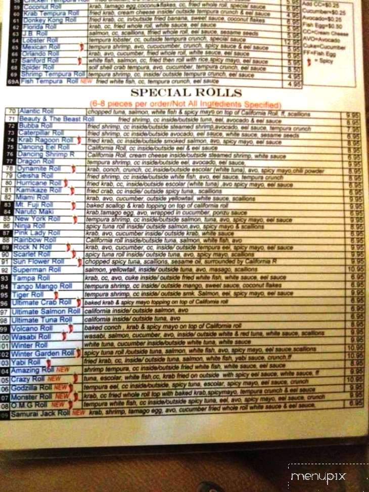 Yabi Sushi - Sanford, FL menu_pic