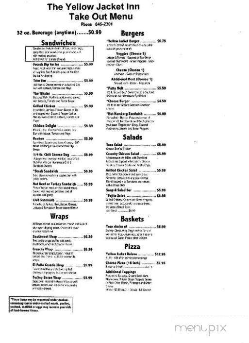 Yellow Jacket Inn - West Olive, MI menu_pic
