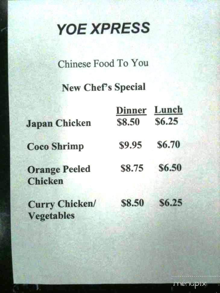 Yoe Express Restaurant - Birmingham, AL menu_pic