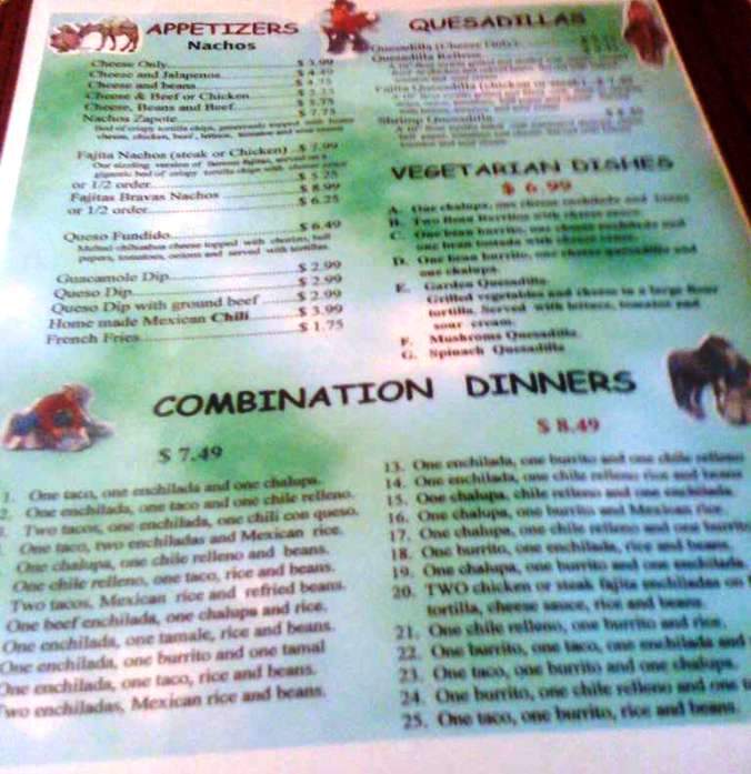 Zapote Mexican Grill - Breaux Bridge, LA menu_pic