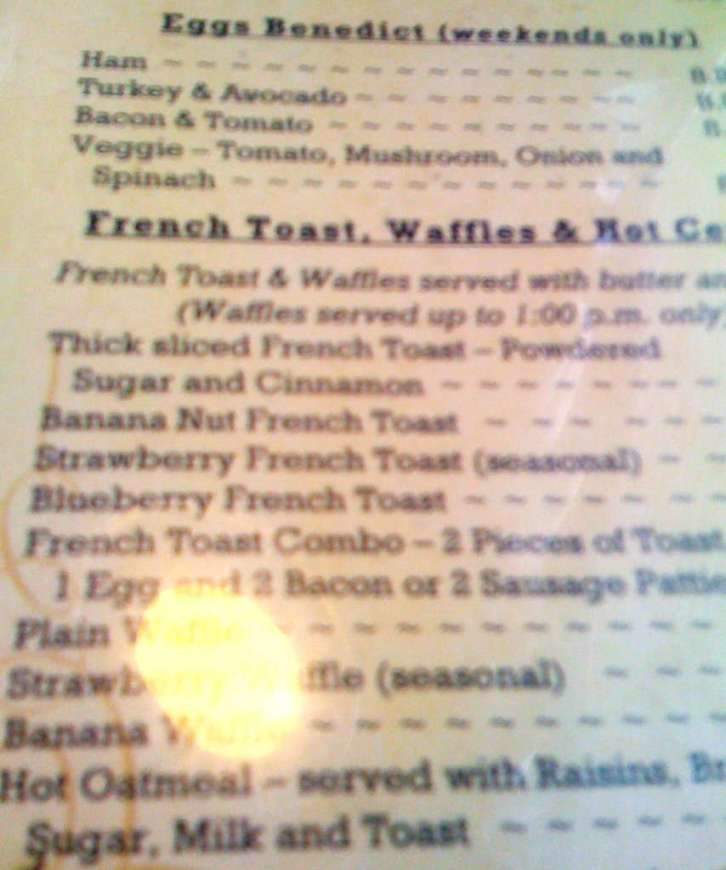 Grandma's Kitchen - Monterey, CA menu_pic