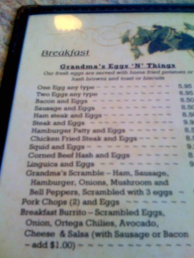 Grandma's Kitchen - Monterey, CA menu_pic