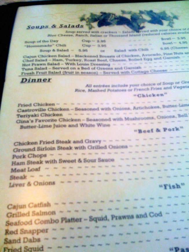Grandma's Kitchen - Monterey, CA menu_pic